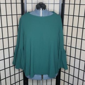 SHEIN Green Ruffle Sleeve Blouse